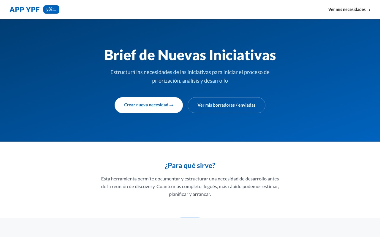 Captura de Brief de Nuevas Iniciativas